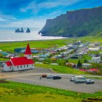 Vík í Mýrdal Church (Víkurkirkja), located in the village of Vík í Mýrdal, Iceland.