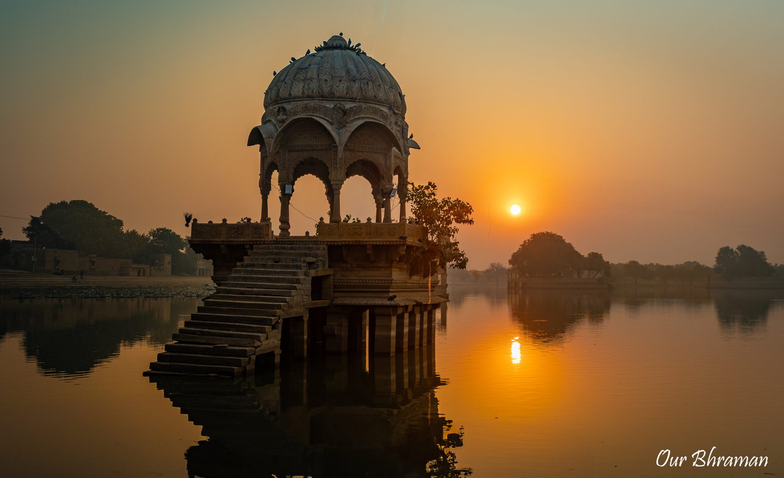 Golden hour at Gadisar Lake