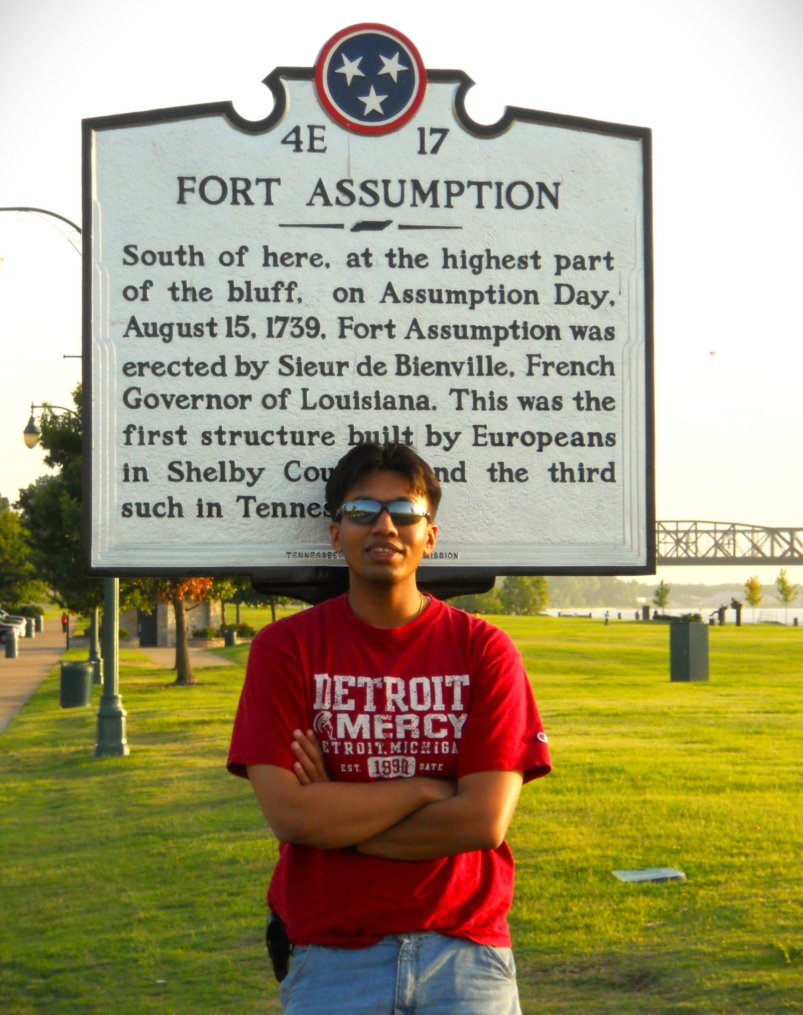 Historical marker sign detailing the history of Fort Assumption in Memphis.