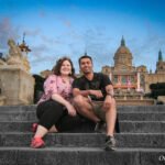 On the steps of the National Art Museum of Catalonia (MNAC) on Montjuïc hill in Barcelona, Spain