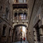 Pont del Bisbe (Bishop's Bridge) located in the Gothic Quarter in Barcelona