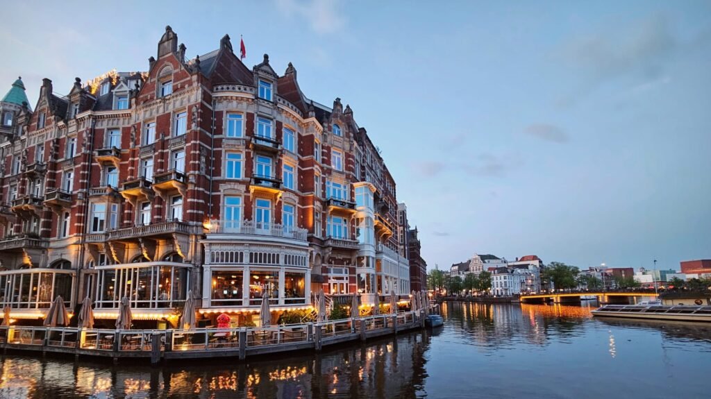 The iconic De L'Europe Amsterdam hotel, located in the heart of Amsterdam, Netherlands.