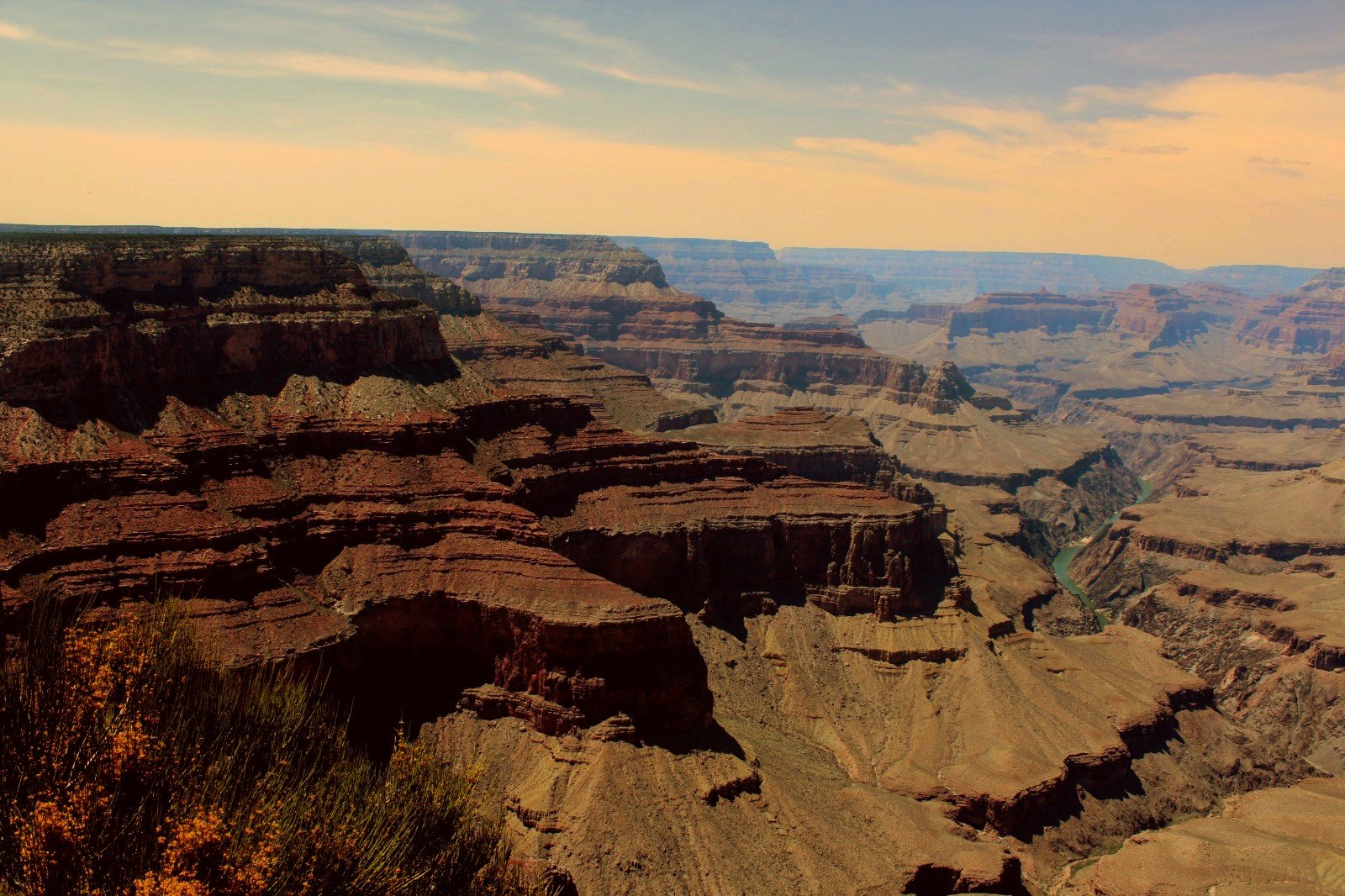 Golden hour view of the Grand Canyon